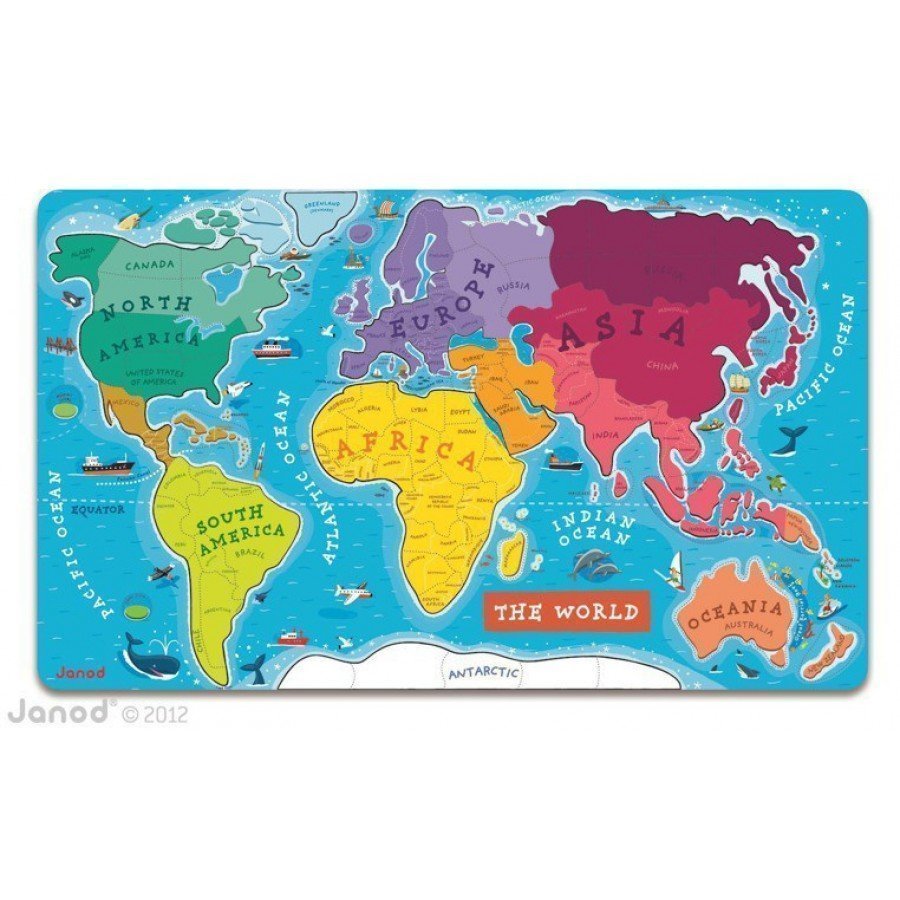 Janod - Puzzle magnetyczne Mapa świata - Esy Floresy 