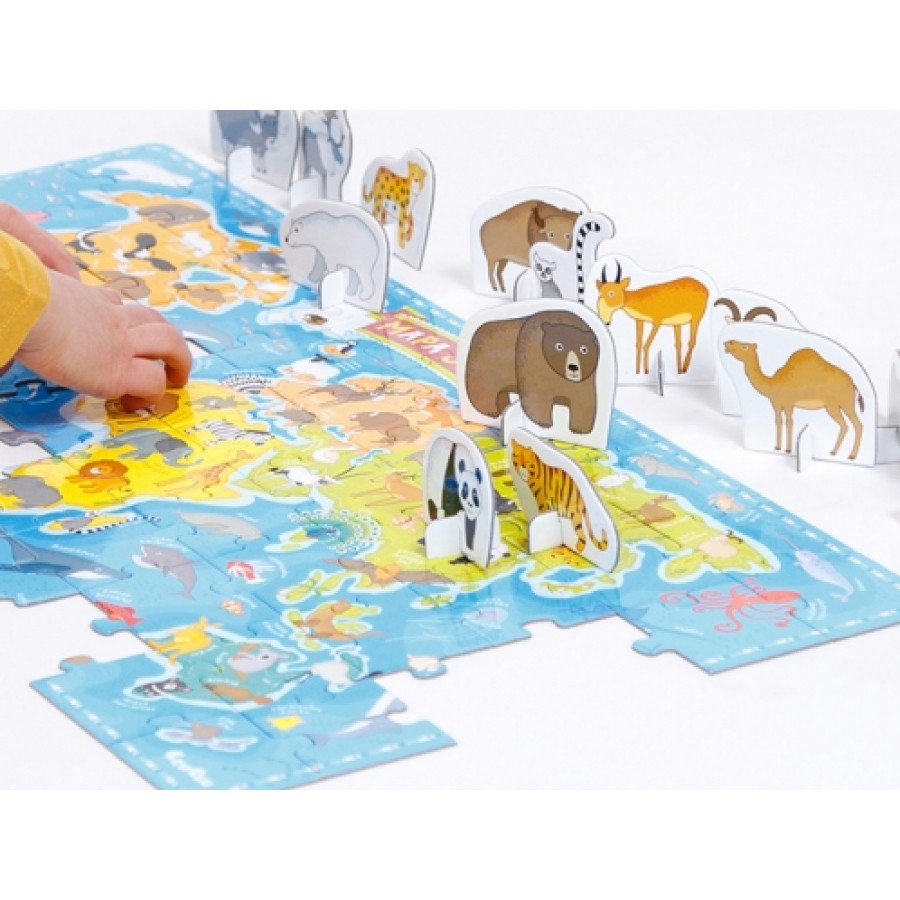 CzuCzu Puzzle Mapa świata Zwierzęta dla dzieci 4+ - Esy Floresy 