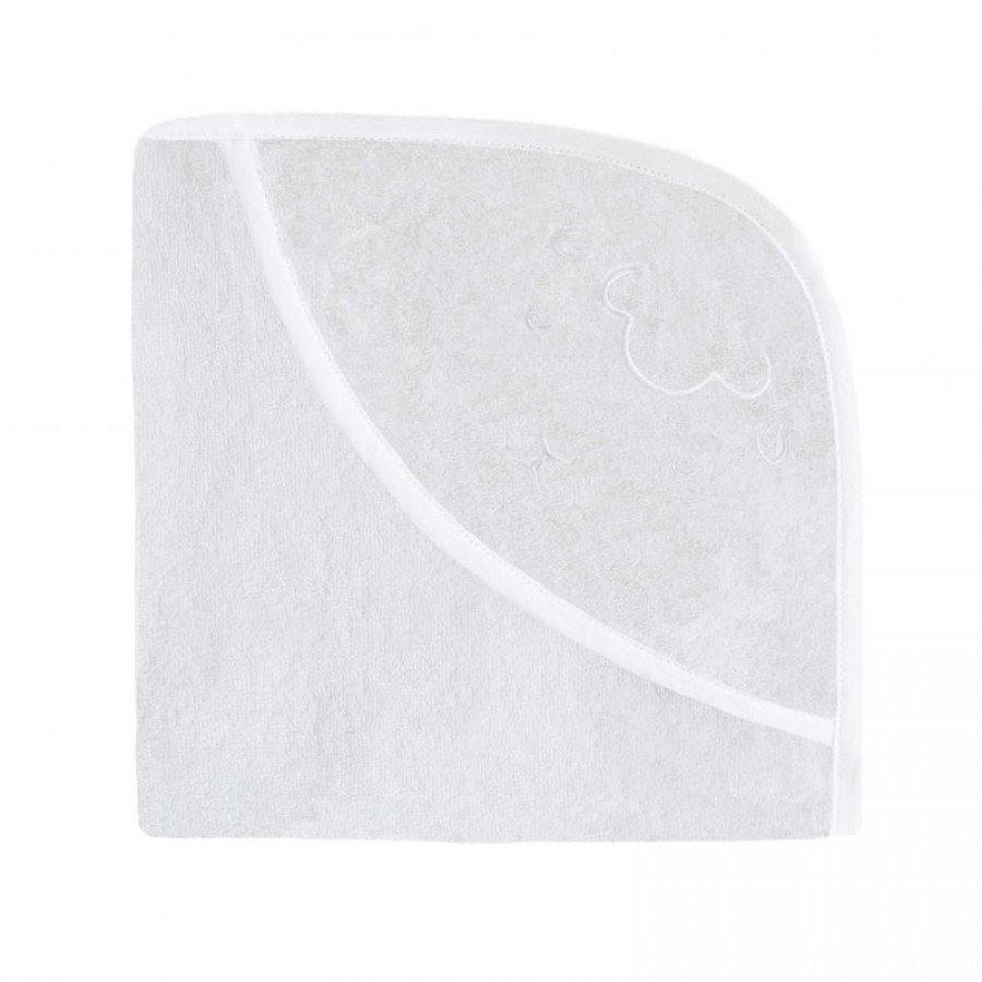 Effiki - Ręcznik z kapturkiem - Owieczka , biały z biała lamówka 95x95 cm  - Esy Floresy 