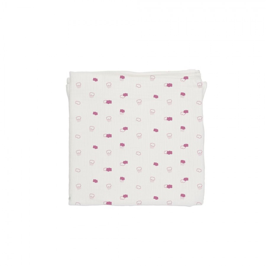 Baby Bites - Pieluszka muślinowa 120 x 120 cm Pink Clouds White - Esy Floresy 