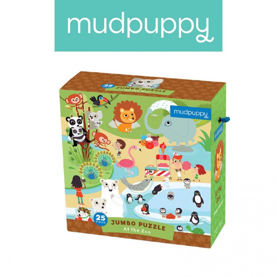 Mudpuppy - Puzzle podłogowe Jumbo W ZOO 25 elementów 2+ - Esy Floresy 