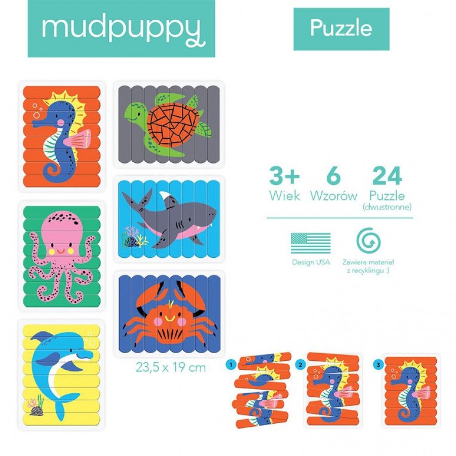 Mudpuppy - Puzzle Patyczki Morskie stworzenia 24 elementy 3+ - Esy Floresy 