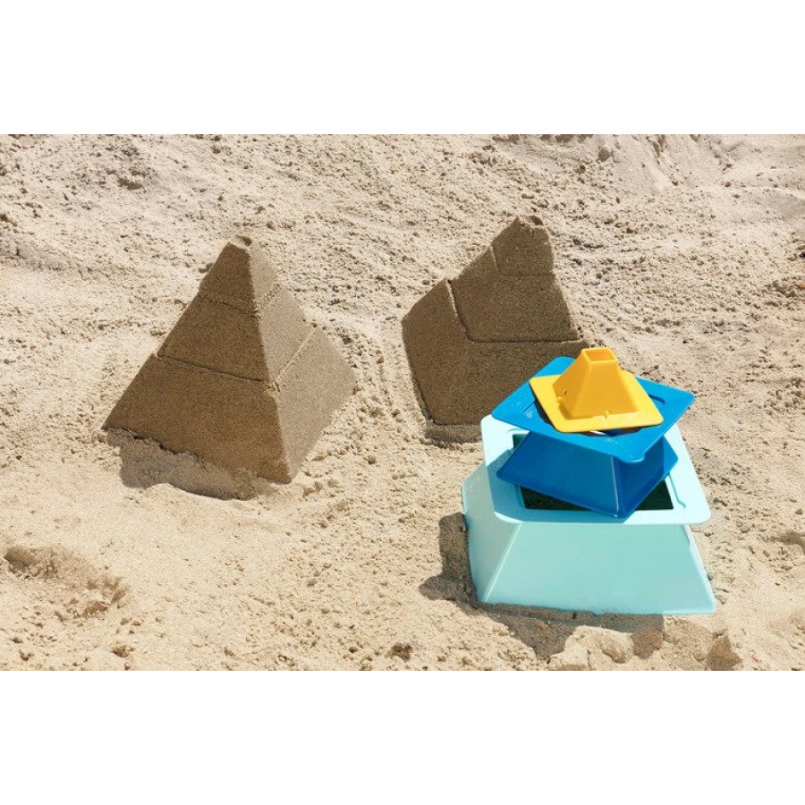 QUUT - Zestaw 3 foremek do piasku Piramida Pira Vintage Blue + Deep Blue + Mellow Yellow - Esy Floresy 