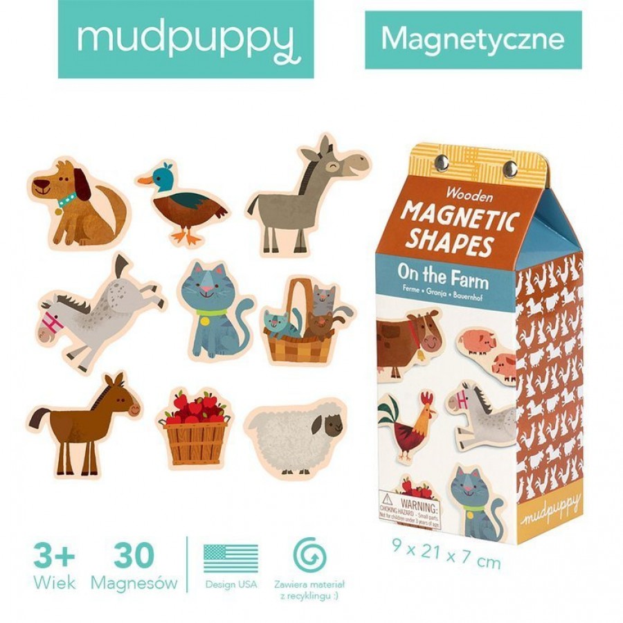 Mudpuppy - Zestaw drewnianych magnesów Na farmie 40 elementów - Esy Floresy 