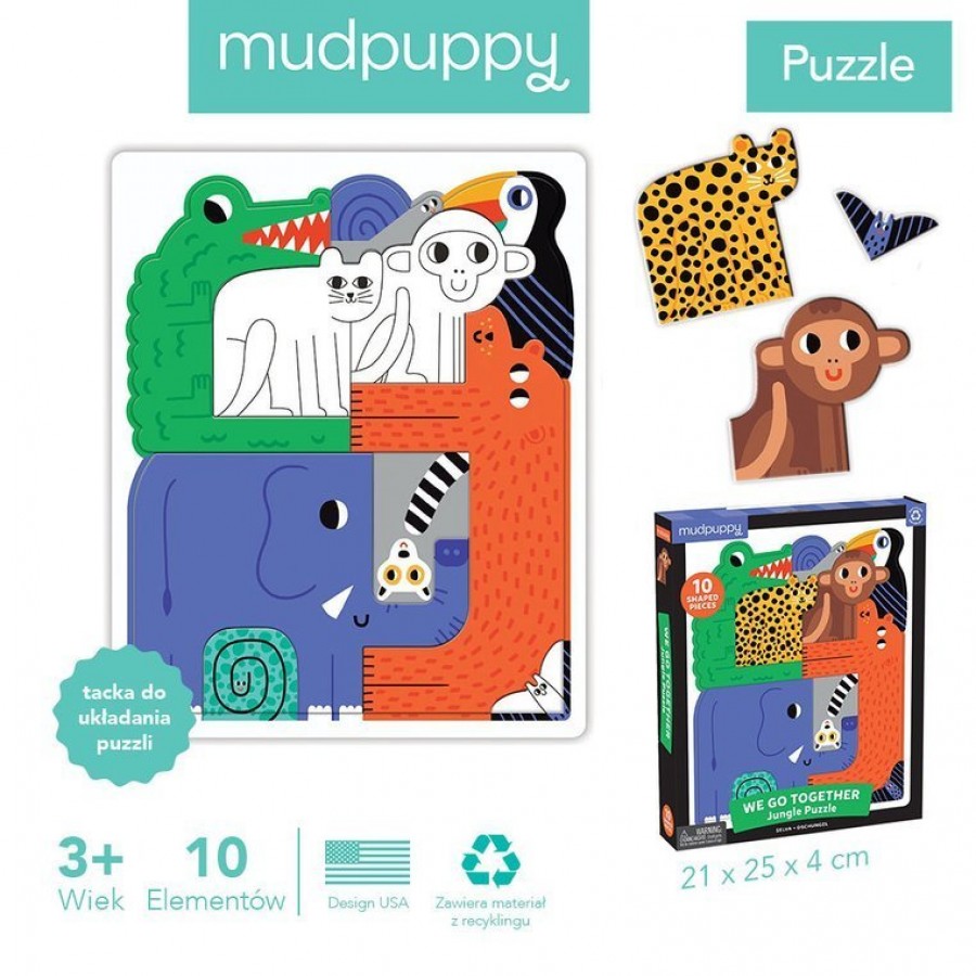 Mudpuppy - Puzzle układanka Wszyscy razem Dżungla 10 elementów 3+ - Esy Floresy 