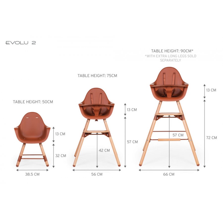 Childhome Krzesełko do karmienia Evolu 2 Natural/Rust - Esy Floresy 