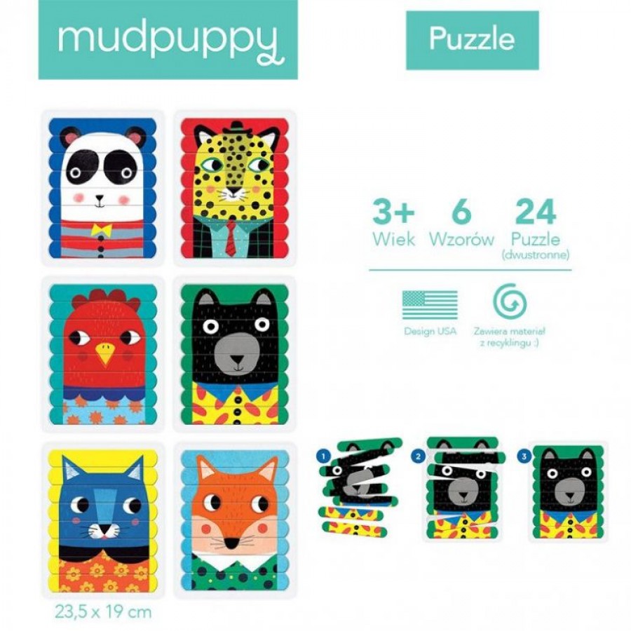 Mudpuppy - Puzzle Patyczki Zwierzęcy przyjaciele 24 elementy 3+ - Esy Floresy 