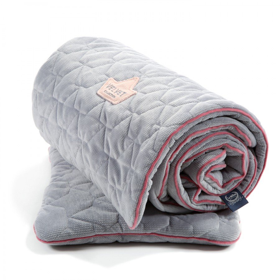 La Millou - Blanket & Mid Pillow Set / Dark Grey & Pink Velvet Collection - Esy Floresy 