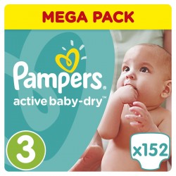 PAMPERS ACTIVE BABY DRY 3 MIDI Pieluchy 5-9 kg - 152 szt. | Esy Floresy