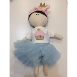 MytinyHOBBY - Lalka księżniczka w tiulowej spódniczce i koszulka z babeczką . | Esy Floresy