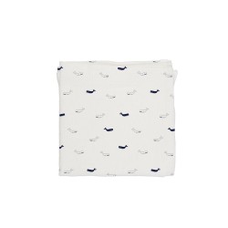 Baby Bites - Pieluszka muślinowa 120 x 120 cm Whales White | Esy Floresy