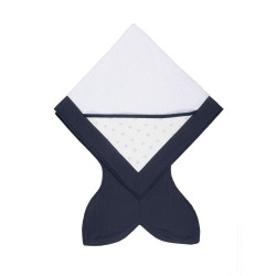 Baby Bites - Ręcznik z kapturkiem 88 x 88 cm Paper Boats Navy Blue | Esy Floresy