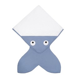 Baby Bites - Ręcznik z kapturkiem Rekinek 75 x 75 cm szaroniebieski | Esy Floresy