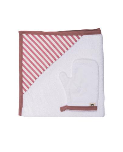 
                                                                                  Baby Bites - Ręcznik z kapturkiem 85 x 85 cm + myjka Sailor Pink - Esy Floresy 